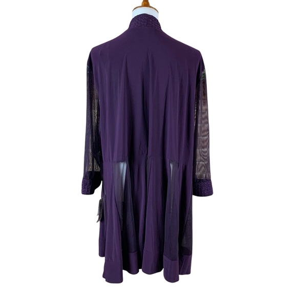 R&M Richards Purple Sheer Mesh Duster Jacket Open Front 20W Lightweight Layer - Picture 5 of 6